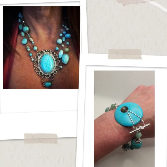 Handmade turquoise jewellery set - Picture 5 of 5